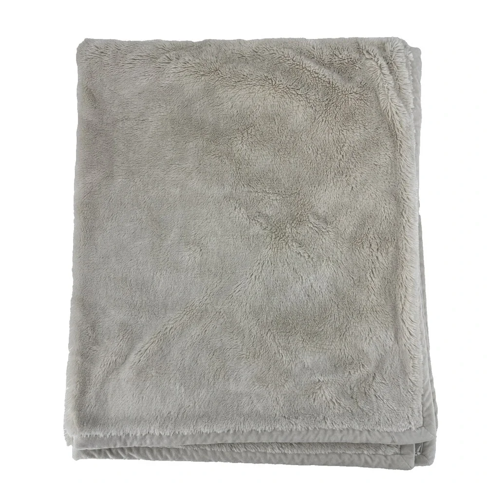 Pottery Barn Faux Fur Cozy Plush Reversible Throw Blanket 50x60in Cream Ivory